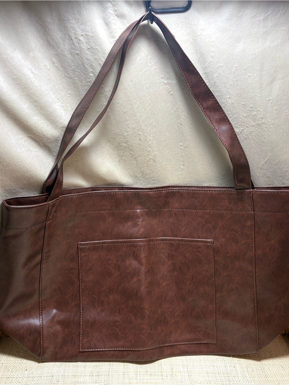 Summer Sale | Oversized Brown Faux Leather Tote Bag Work Laptop Travel Purse